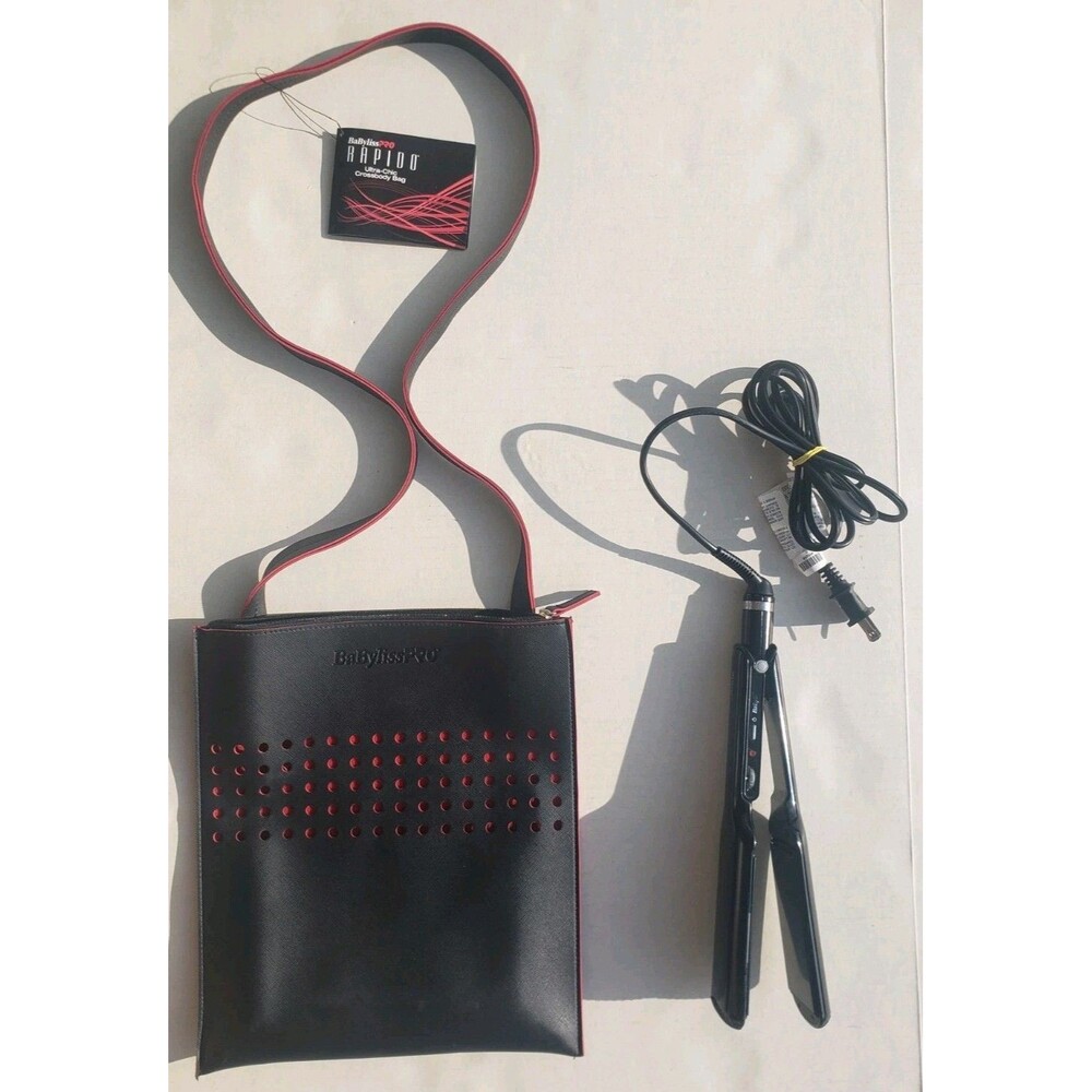BABYLISS PRO BP9561 PORCELAIN CERAMIC 2” STRAIGHTENING IRON W/NEW CROSSBODY BAG